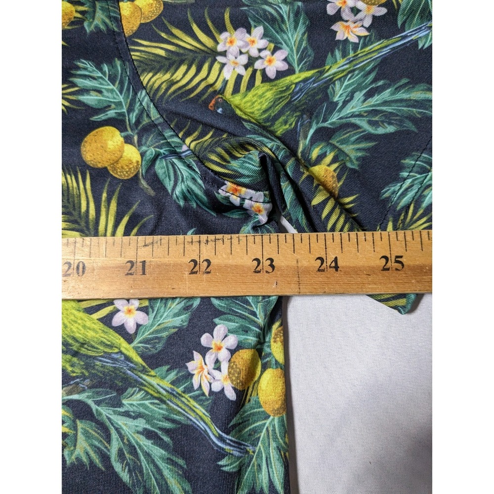 CHASE‎ 54 Men Large Cotton Stretch Green Floral Tropical Lemon Golf Polo - Picture 10 of 15